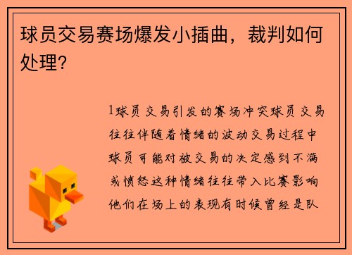 球员交易赛场爆发小插曲，裁判如何处理？