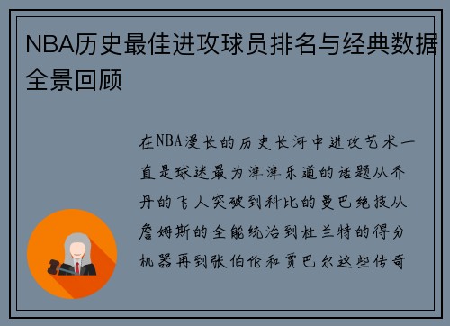 NBA历史最佳进攻球员排名与经典数据全景回顾